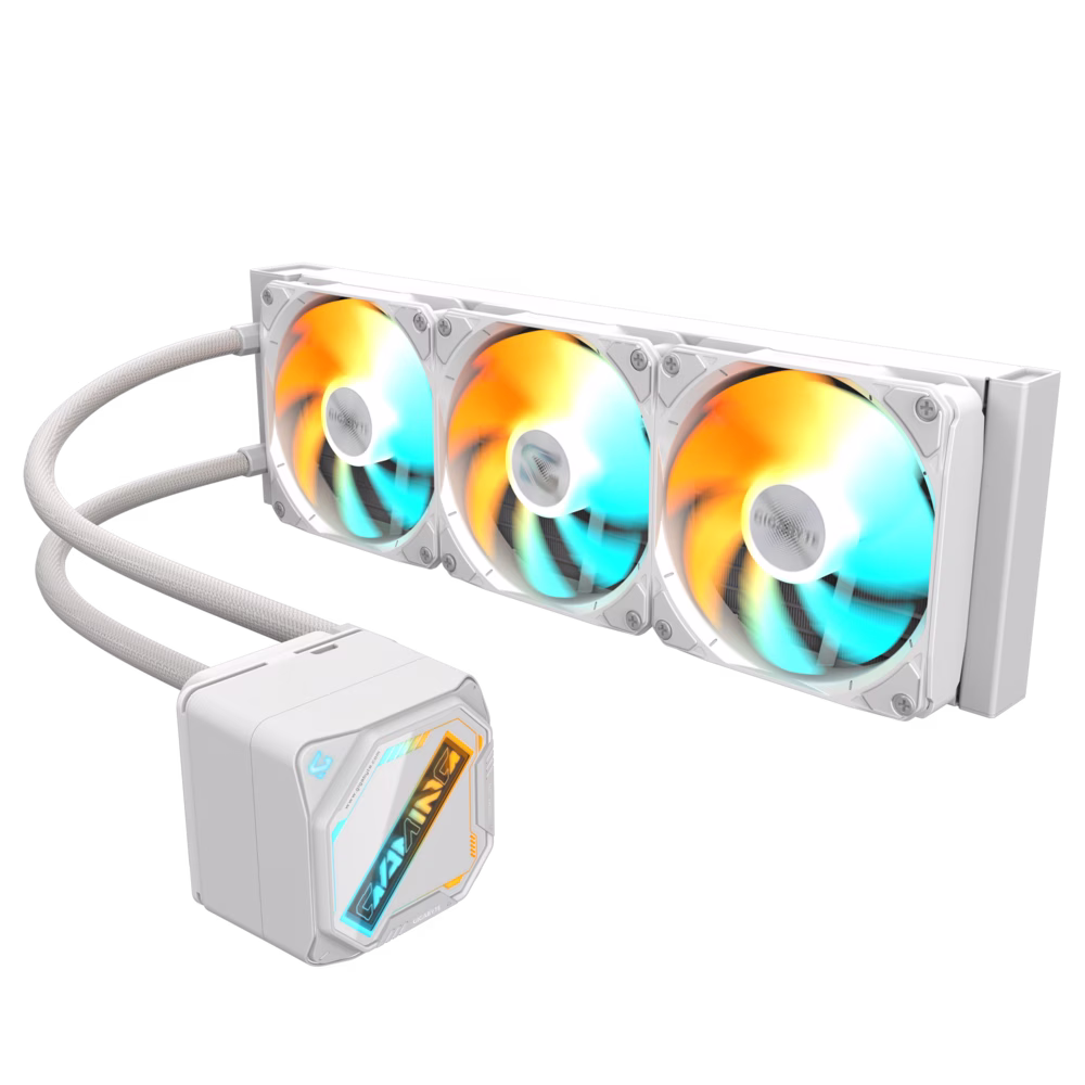 GIGABYTE GAMING 360 ICE White Liquid CPU Cooler, 360mm Radiator, 3x 120mm ARGB Fan, 4500 RPM +/-10% Pump Speed, 61.61 CFM Max Airflow, FEP Tube with Nylon Sleeve, White | GP-GIGABYTE GME 360I thumbnail 5