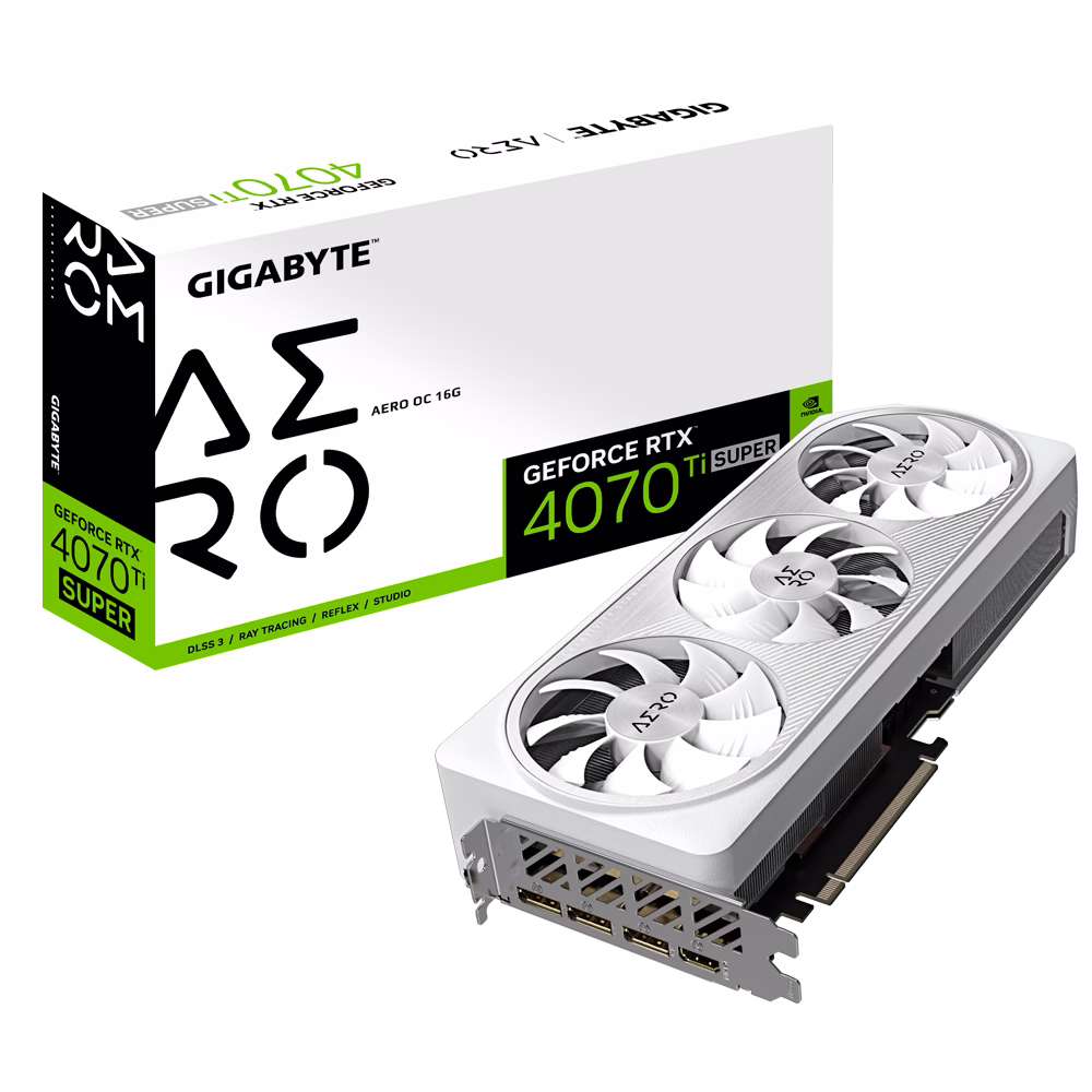 Gigabyte GeForce Nvidia RTX 4070 Ti SUPER AERO OC 16GB Graphic Card, 21 Gbps 256 bit GDDR6X, 8448 CUDA Cores, 2655 MHz Core Clock, 7680x4320 Max resol., White | GV-N407TSAERO OC-16GD thumbnail 4