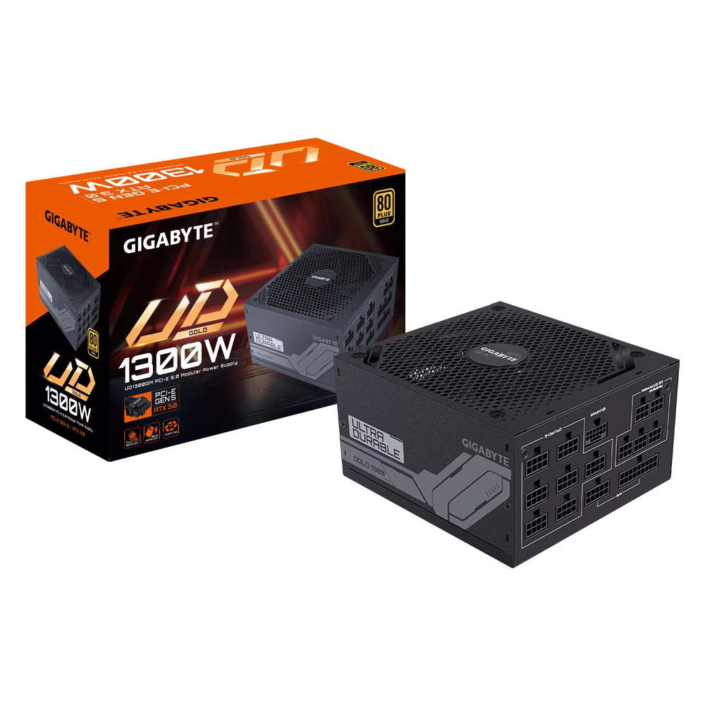 GIGABYTE UD1300GM PG5 Fully Modular Power Supply, PCIe Gen 5.0, 1300W, 80 PLUS Gold Efficiency, Double Ball Bearing Fan, ATX 12V v3.1, Black | GP-UD1300GM PG5 – Buy Online