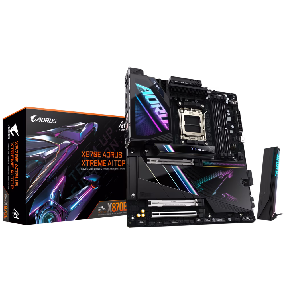 GIGABYTE X870E AORUS Xtreme AI TOP AMD AM5 LGA 1718 Motherboard, E-ATX, DDR5, 4X M.2, PCIe 5.0, USB4, WIFI7, 10GbE LAN, EZ-Latch, 5-Year Warranty | X870E A XTREME AI TOP – Buy Online