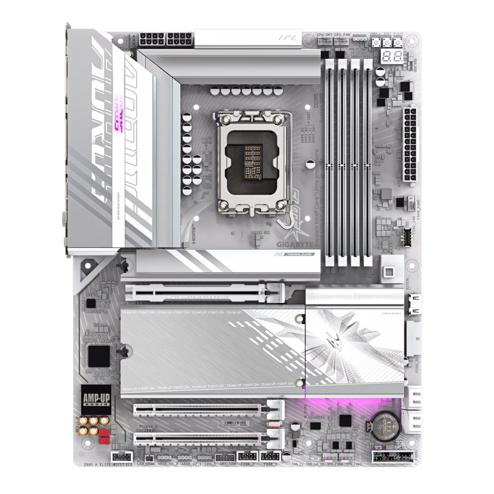 GIGABYTE Z890 Aorus Elite Wi-Fi 7 Ice LGA 1851 DDR5 ATX Motherboard, 4x DIMM Slot, Up to 256GB Max Memory, Wi-Fi7 & BT5.4, PCIe 5.0 x16, 4x M.2 Slot, White | Z890 A ELITE WF7 ICE thumbnail 3