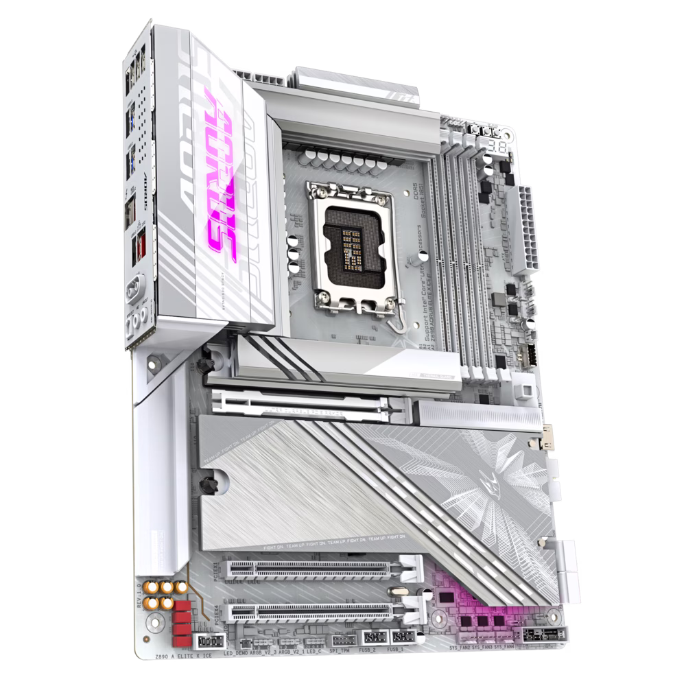 GIGABYTE Z890 Aorus Elite X Ice LGA 1851 DDR5 ATX Motherboard, 4x DIMM Slots, Up to 256GB Max Memory, Wi-Fi 7 & BT 5.4, 1x PCIe 5.0 x16, 5x M.2 Slots, White | Z890 A ELITE X ICE thumbnail 3