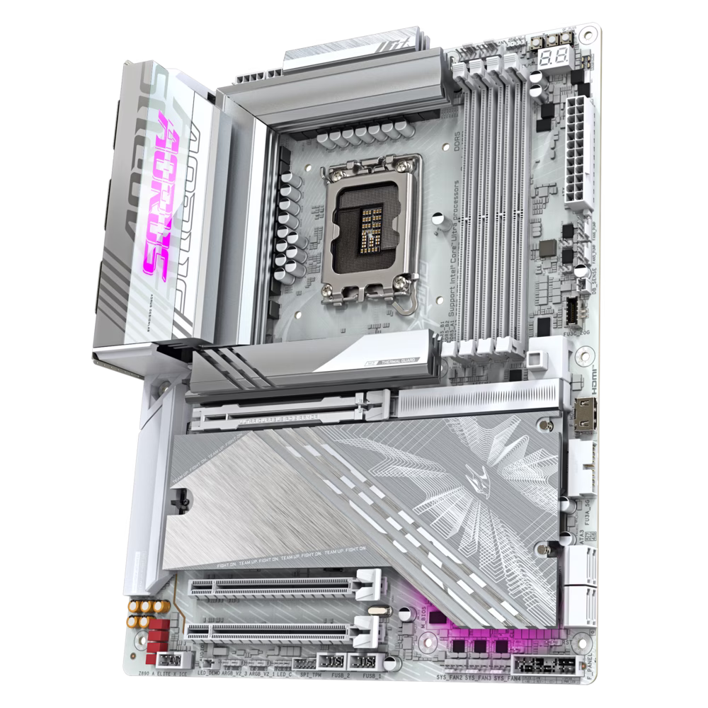 GIGABYTE Z890 Aorus Elite X Ice LGA 1851 DDR5 ATX Motherboard, 4x DIMM Slots, Up to 256GB Max Memory, Wi-Fi 7 & BT 5.4, 1x PCIe 5.0 x16, 5x M.2 Slots, White | Z890 A ELITE X ICE thumbnail 5