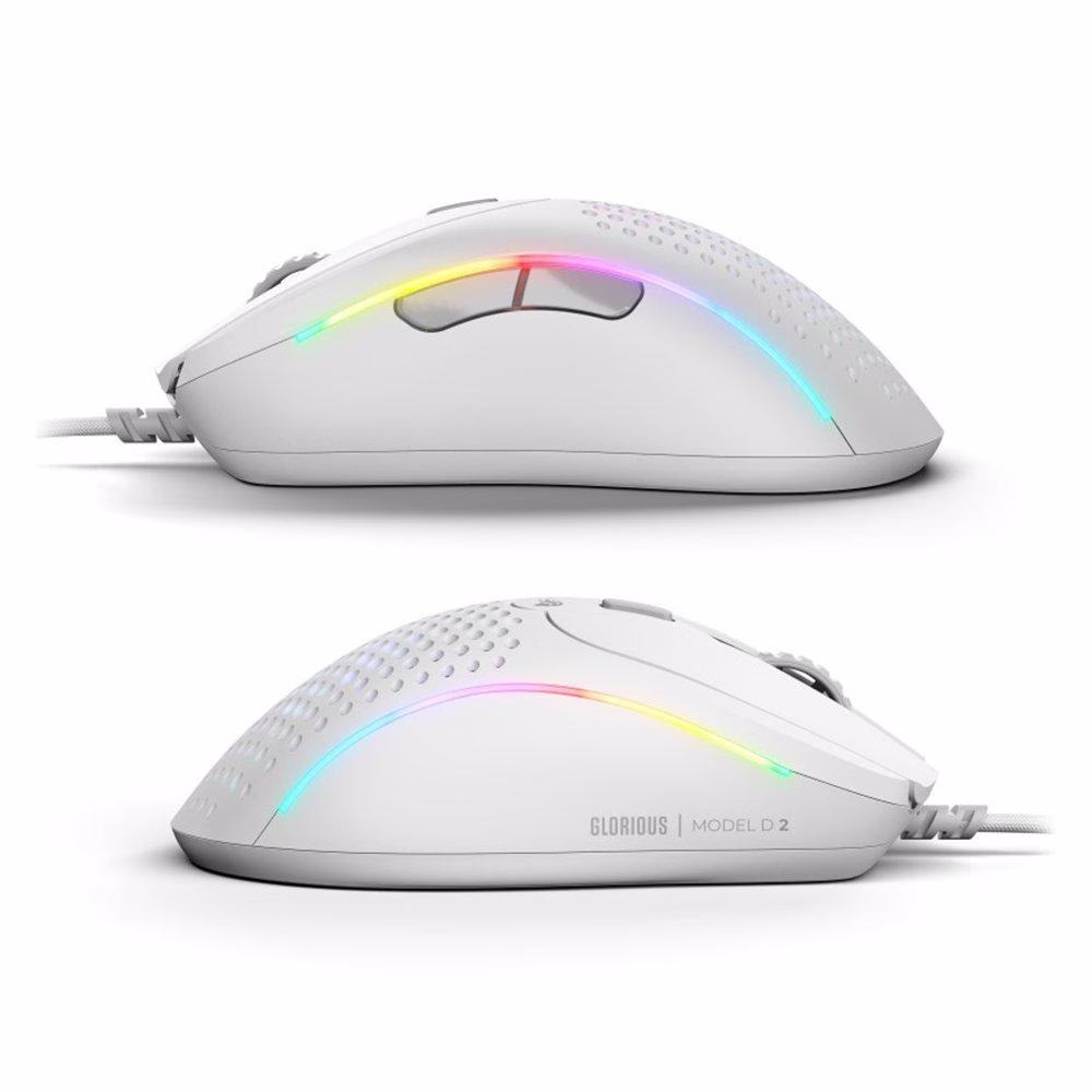 Glorious Model D 2 Wired RGB Gaming Mouse, Ergonomic Shape with 6 buttons, 26,000 DPI BAMF 2.0 Optical Sensor, White | GLO-MS-DV2-MW  thumbnail 4