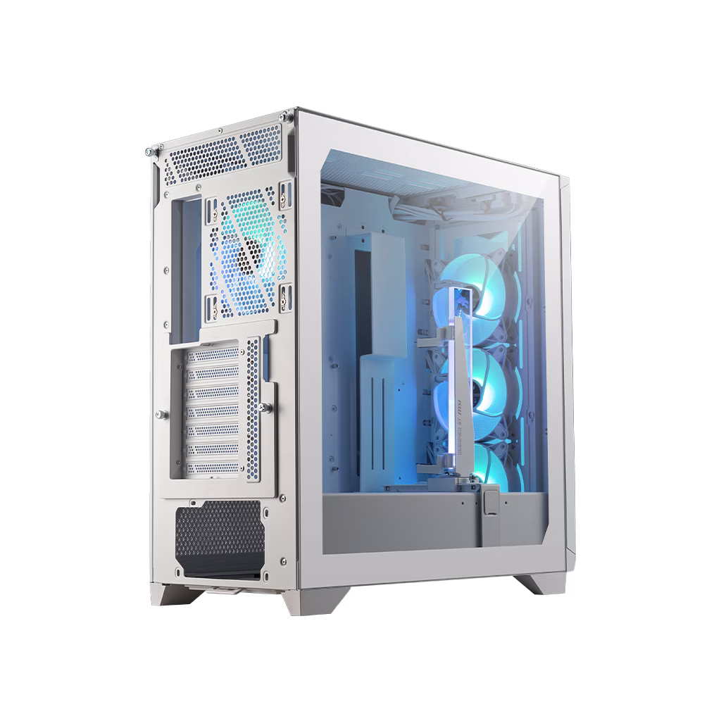 MSI MPG GUNGNIR 300R AIRFLOW / WHITE Mid-Tower Case, 4 x 120mm ARGB fans pre-installed, One-piece 1mm perforated front panel, supporting dual 360mm AIO liquid cooler at front/top and Push-Pull setup, Motherboard Supports Upto E-ATX, | 306-7G21W21-W57 thumbnail 2