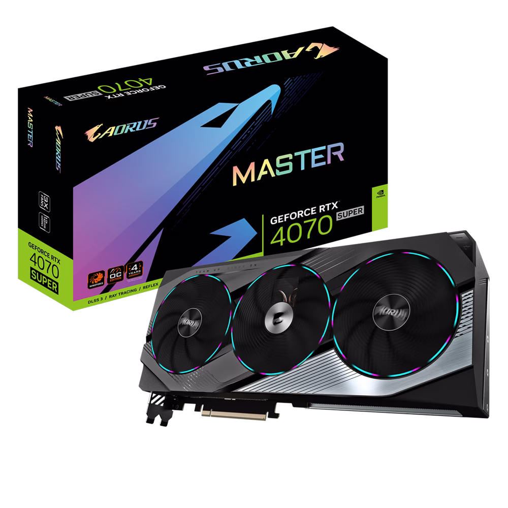 Gigabyte AORUS GeForce RTX 4070 SUPER MASTER 12G Nvidia DLSS 3 Graphic card, 12 GB GDDR6X 192 bit, OpenGL 4.6, PCI-E 4.0, 2655 MHz, 21 Gbps, 7168 Clock, CUDA Cores , ATX | GV-N407SAORUS M-12GD thumbnail 4