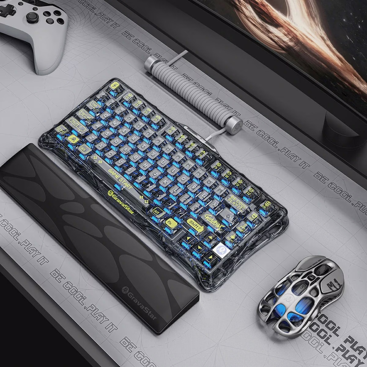 GravaStar Mercury K1 Lite Mechanical Gaming Keyboard, 75% Gasket Hot Swappable Custom Keyboard, Pre-lubed Linear Switches Mechanical Keyboard, RGB Backlit Wireless Keyboard - Transparent Black | GS K1 LITE_XTAL_BLK thumbnail 12