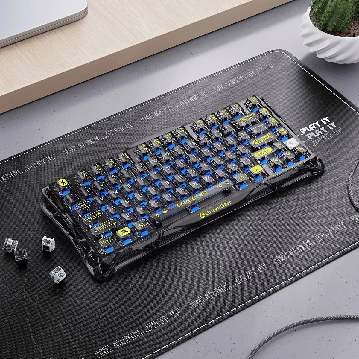GravaStar Mercury K1 Lite Mechanical Gaming Keyboard, 75% Gasket Hot Swappable Custom Keyboard, Pre-lubed Linear Switches Mechanical Keyboard, RGB Backlit Wireless Keyboard - Transparent Black | GS K1 LITE_XTAL_BLK thumbnail 13