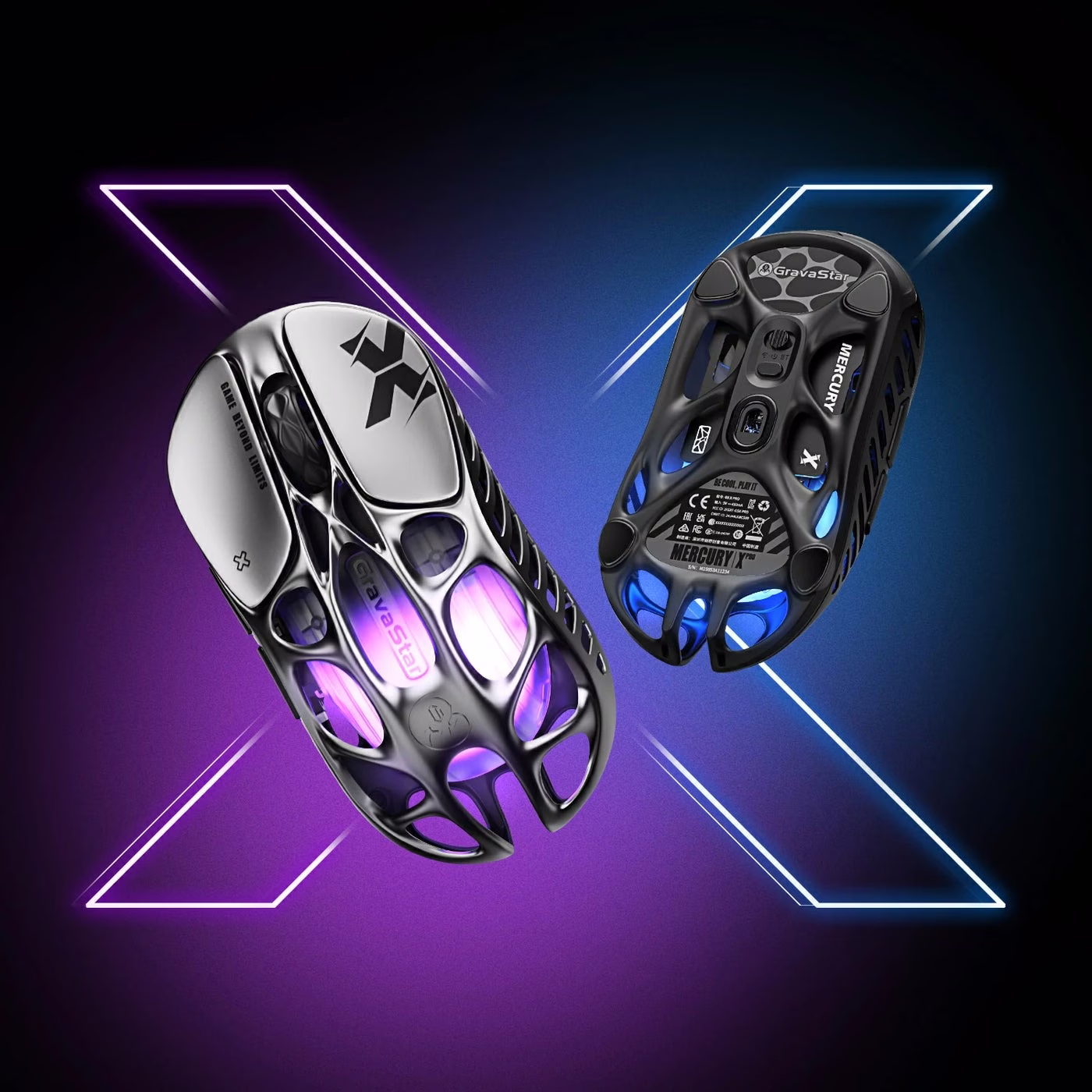 Gravastar Mercury X Magnesium Alloy Frame Wireless Gaming Mouse, 1,000 Hz, 32,000 DPI, Tri-mode (Wired/Bluetooth 5.1/2.4GHz Wireless) Connectivity | GSX_BLK thumbnail 5