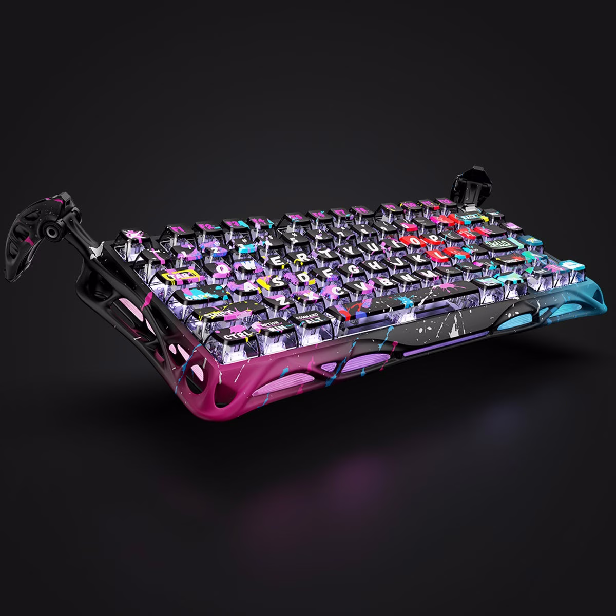 GravaStar Mercury V75 Pro Gaming Keyboard, Special Edition, 75% HE Magnetic Switch, Jade Gaming Switch, 8kHz Polling Rate, Semi-Aluminum Construction, Dynamic Rapid Trigger, Neon Graffiti | GS V75 PRO_CG_BLK thumbnail 4