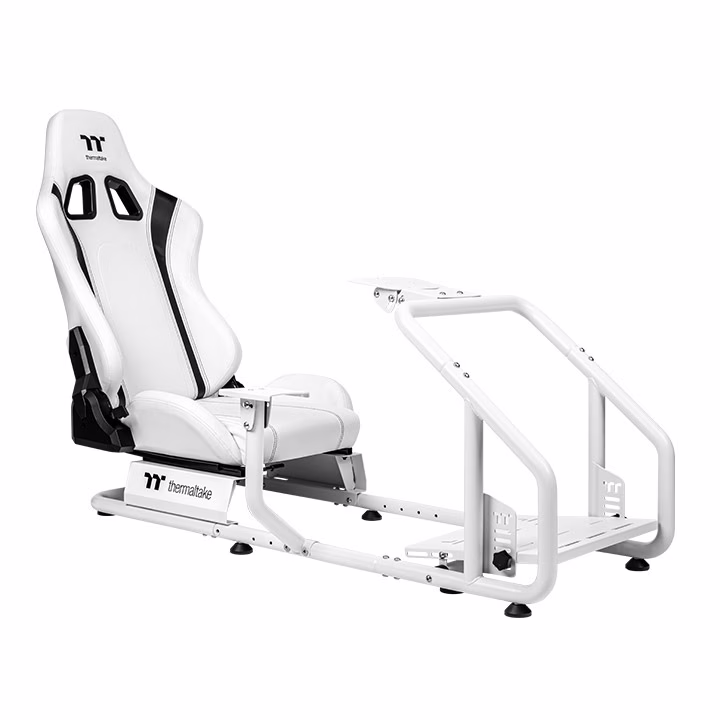 Thermaltake GR300 Racing Simulator Cockpit, Up to 100kg Weight Capacity, Adjustable PVC Racing Seat, Pedal Brackets, Sandblasted Aluminum Anodizing Finish, Cable Management, Snow | GSC-R30-CPASWH-01 image