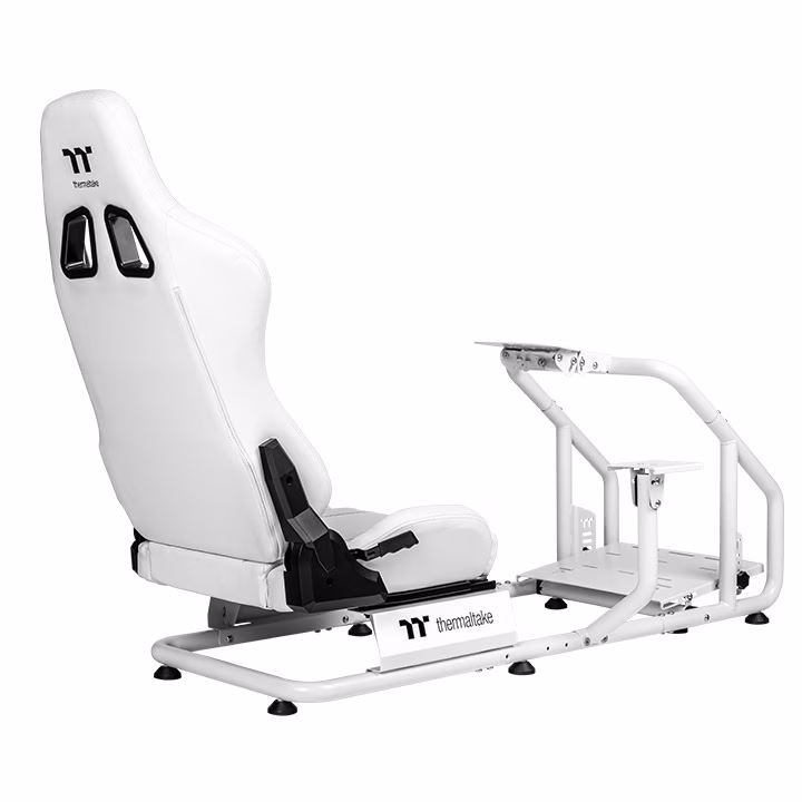 Thermaltake GR300 Racing Simulator Cockpit, Up to 100kg Weight Capacity, Adjustable PVC Racing Seat, Pedal Brackets, Sandblasted Aluminum Anodizing Finish, Cable Management, Snow | GSC-R30-CPASWH-01 thumbnail 4