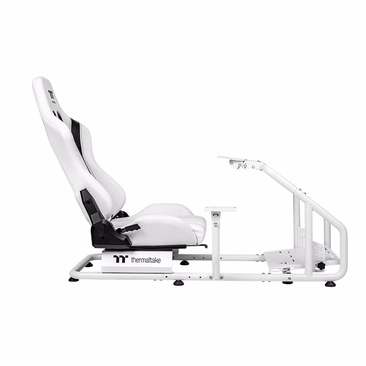 Thermaltake GR300 Racing Simulator Cockpit, Up to 100kg Weight Capacity, Adjustable PVC Racing Seat, Pedal Brackets, Sandblasted Aluminum Anodizing Finish, Cable Management, Snow | GSC-R30-CPASWH-01 thumbnail 2