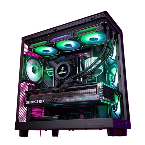 Nanotech Best High-End Gaming & Rendering PC: Core  i9 14900K 6GHz MaxTurbo, Nvidia RTX 4070 SUPER 12GB GDDR6X, 64GB (2x32GB) DDR5 DRAM 6200MT/s, 4TB SSD  (2x2TB), 750W Gold Rated, 360mm AIO Liquid Cooler, Wi-Fi+BT, 1 Year Warranty thumbnail 2