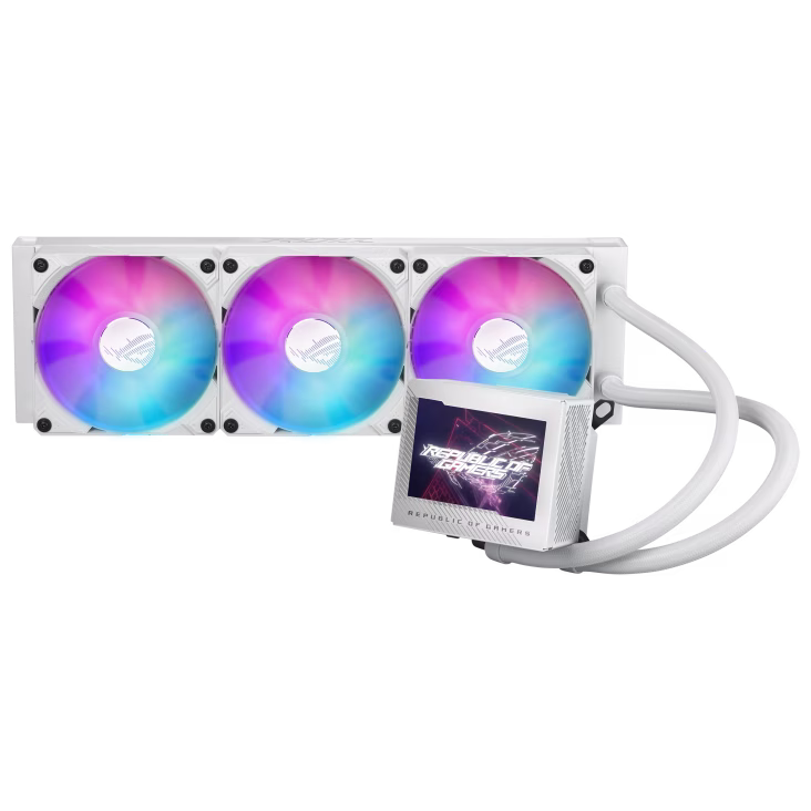ASUS ROG RYUJIN III 360 ARGB Liquid CPU Cooler, 3.5" Full Color LCD, 3x 120mm Magnetic Daisy-chainable Fan, 360mm RadiatoR .21.08 CFM Airflow, 2200 RPM Speed, PWM/ DC Control, White | 90RC00L2-M0UAY0  2YEAR WARRANTY thumbnail 2