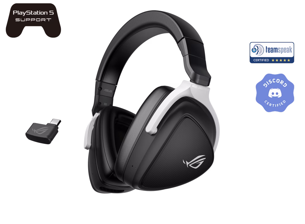 ASUS ROG Delta S Wireless Gaming Headset (AI Beamforming Mic, 7.1 surround sound, 50mm Drivers, Lightweight, Low-latency, 2.4GHz, Bluetooth, USB-C, For PC, Mac, PS4, PS5, Switch, Mobile Device)- Black| 90YH03IW-B3UA00 image