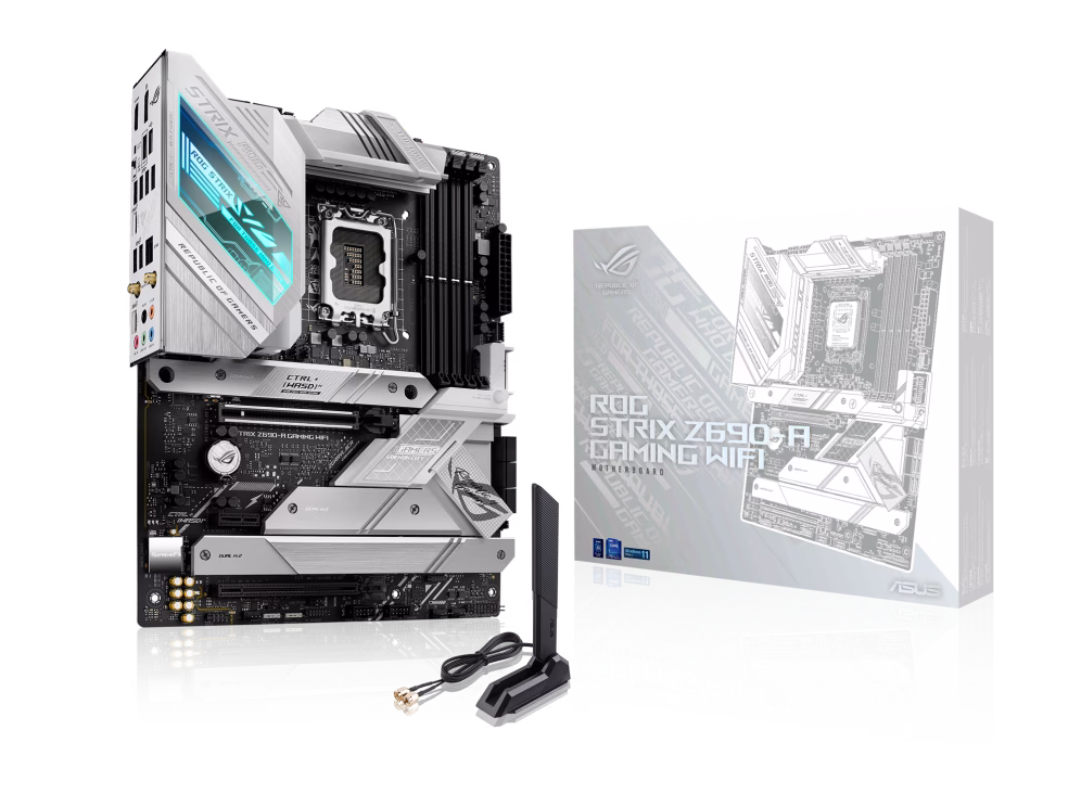 ROG STRIX Z690-A GAMING WIFI  Intel?? Z690 LGA 1700 ATX motherboard with PCIe?? 5.0, 16+1 DrMos, DDR5, Two-Way AI Noise Cancelation, AI Overclocking, AI Cooling, AI Networking, WiFi 6E, Intel 2.5 Gb Ethernet, four M.2 slots with heatsinks PCIe 4.0 NVMe??  thumbnail 4