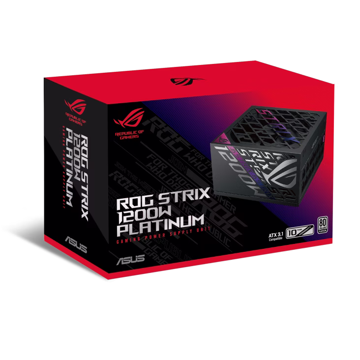 ASUS ROG Strix 1200W Fully Modular Power Supply, 80 PLUS Platinum Efficiency, Active PFC, GaN MOSFET, ATX 3.1 Compatible, Cybernetic Lambda A+, Dual Ball Fan bearings, Black | 90YE00W0-B0NA00 thumbnail 5
