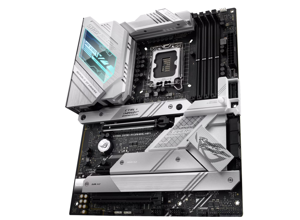 ROG STRIX Z690-A GAMING WIFI  Intel?? Z690 LGA 1700 ATX motherboard with PCIe?? 5.0, 16+1 DrMos, DDR5, Two-Way AI Noise Cancelation, AI Overclocking, AI Cooling, AI Networking, WiFi 6E, Intel 2.5 Gb Ethernet, four M.2 slots with heatsinks PCIe 4.0 NVMe??  thumbnail 9