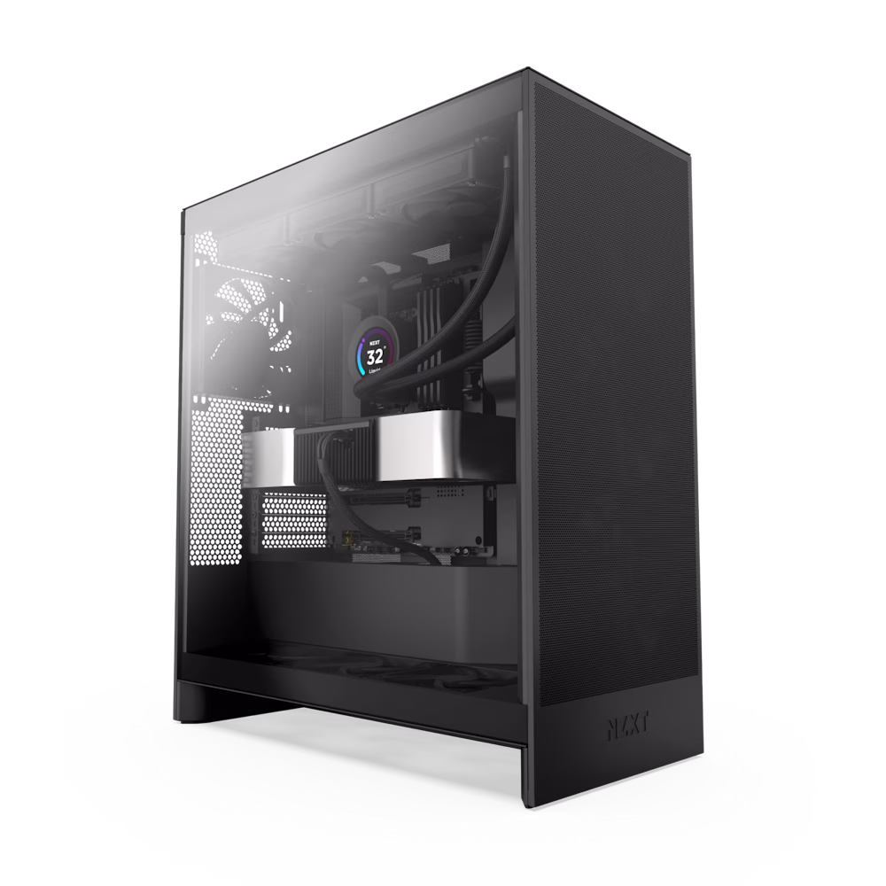 NZXT H7 Flow Mid-Tower ATX Airflow Computer Case, 3x F120Q included, 420mm Radiator Support, SGCC Steel, Ultra-Clear Tempered Glass Material, Up to 10x Fan Capacity, Black | CM-H72FB-01 thumbnail 2