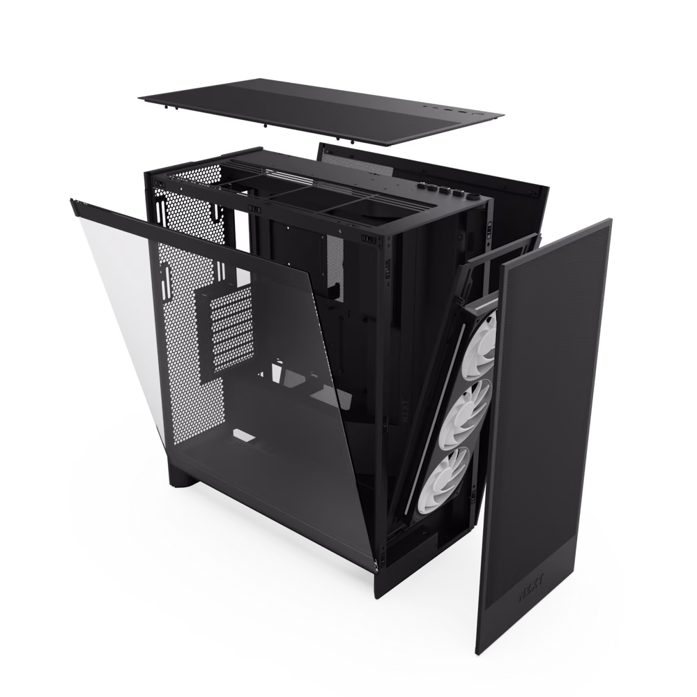 NZXT H7 Flow RGB Mid-Tower ATX Airflow Case with RGB Fans, Motherboard Support upto E-ATX, SGCC Steel, Dark Tinted Tempered Glass, F360 RGB Core Single-frame Fan, Supports up to 420mm Radiator, 10-Fan Capacity, Black | CM-H72FB-R1 thumbnail 3