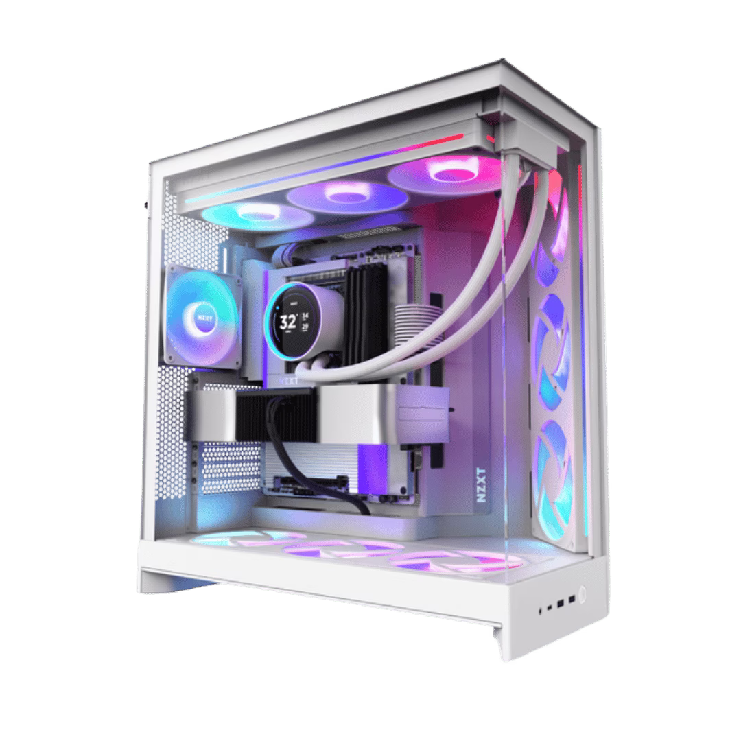 Ultimate White Gaming & Creator PC: AMD Ryzen 9 9950X3D + ROG ASTRAL RTX 5080 16GB, 64GB DDR5 6000MHz RGB, 2TB PCIe 5.0 SSD (14,700 MB/s), 420mm LCD AIO, 1200W Gold, WiFi 7, NZXT H9 Flow – Buy Online