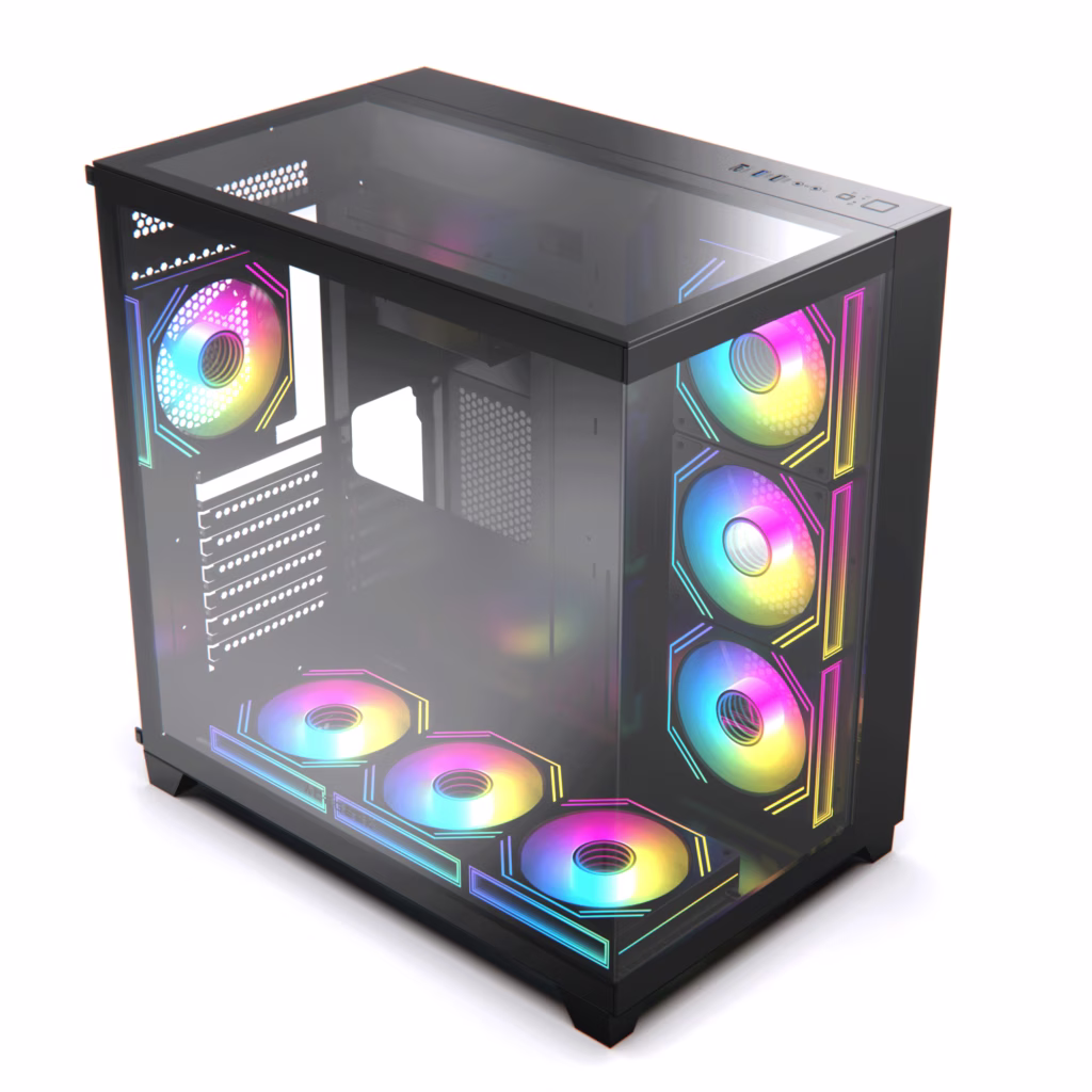 AceGeek Horizon Type-C Dual Chamber Panoramic Tempered Glass ATX Gaming Case with High Speed Connectivity Black | AG-HORIZON-BK thumbnail 4