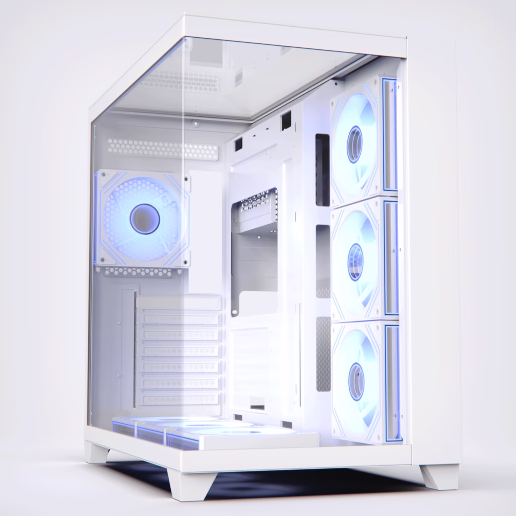 AceGeek Horizon Type-C Dual Chamber Panoramic Tempered Glass ATX Mid Tower Gaming Computer Case White | AG-HORIZON-WT thumbnail 8