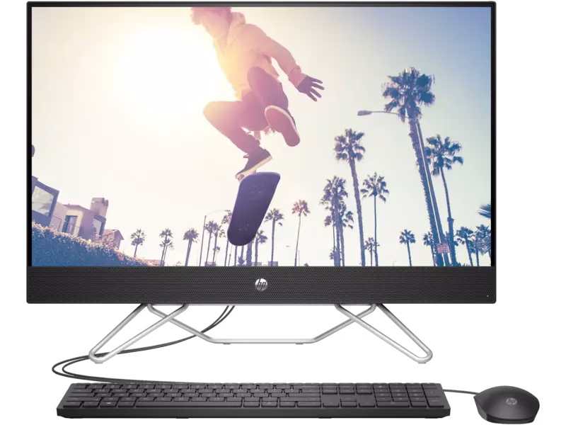 HP 27-CB1158NH ALL IN ONE Desktop (AIO) 27"FHD,  Intel Core i7-1255U (up to 4.7 GHz with Intel Turbo Boost Technology, Intel Iris Xe Graphics,  8GB DDR4-3200 MHz RAM (1 x 8 GB) , 512GB SSD,  Touch, DOS, Jet Black image