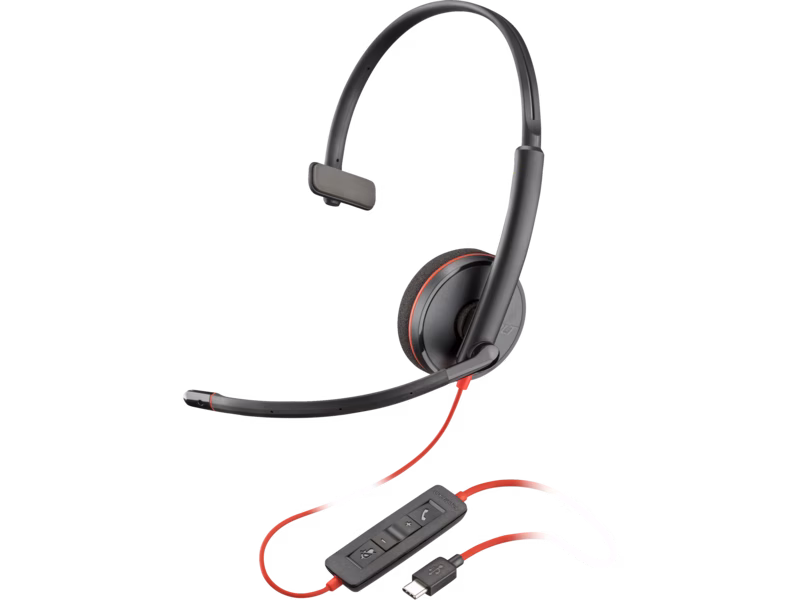 HP Poly Blackwire 3210 Monaural USB-C Headset (Bulk), Compatible with PCs via USB/USB Type-C, Black | 80S09A6 image