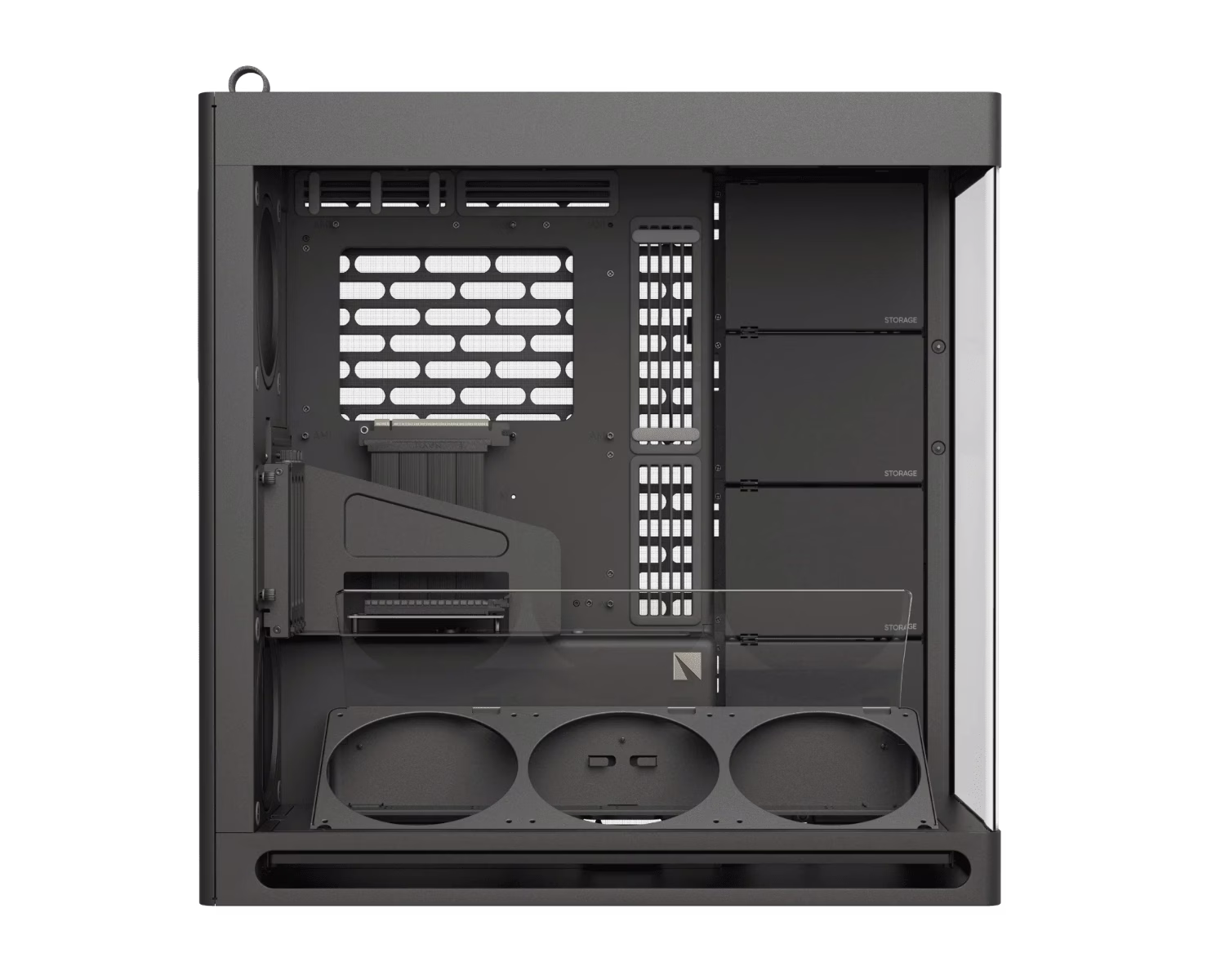 HAVN HS 420 VGPU Mid-tower PC Case, Motherboard Supports Upto E-ATX, VGPU Mount Kit with a PCI E 5.0 riser cable, 11x Fan Support, 3-way Adjustable GPU Support, Black | HVN-CA-HS420-08 thumbnail 4