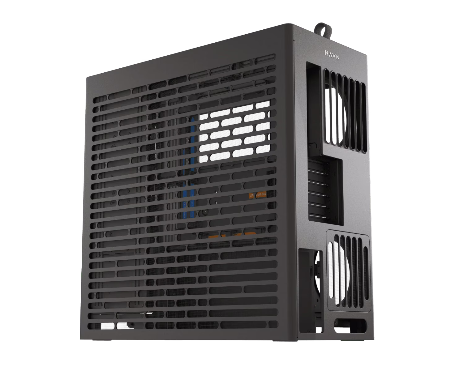 HAVN HS 420 VGPU Mid-tower PC Case, Motherboard Supports Upto E-ATX, VGPU Mount Kit with a PCI E 5.0 riser cable, 11x Fan Support, 3-way Adjustable GPU Support, Black | HVN-CA-HS420-08 thumbnail 3