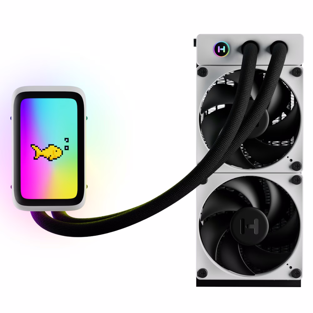 HYTE THICC Q60 240mm IPS Display AIO CPU Liquid Cooler, White | FAN-HYTE-Q60-BW image