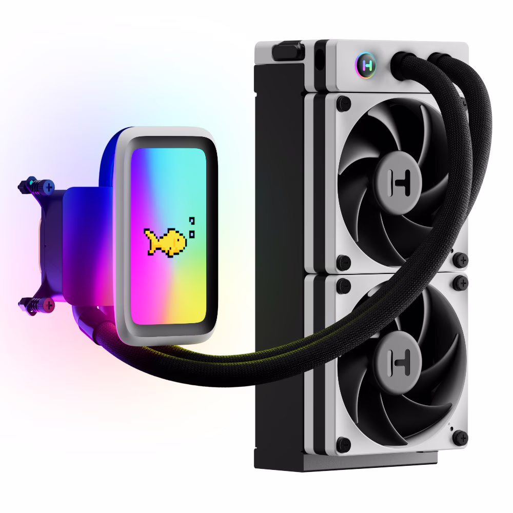 HYTE THICC Q60 240mm IPS Display AIO CPU Liquid Cooler, White | FAN-HYTE-Q60-BW thumbnail 4