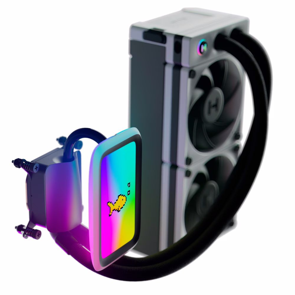 HYTE THICC Q60 240mm IPS Display AIO CPU Liquid Cooler, White | FAN-HYTE-Q60-BW thumbnail 8