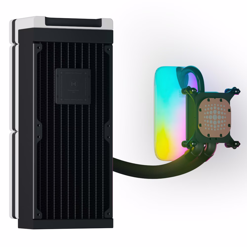 HYTE THICC Q60 240mm IPS Display AIO CPU Liquid Cooler, White | FAN-HYTE-Q60-BW thumbnail 3