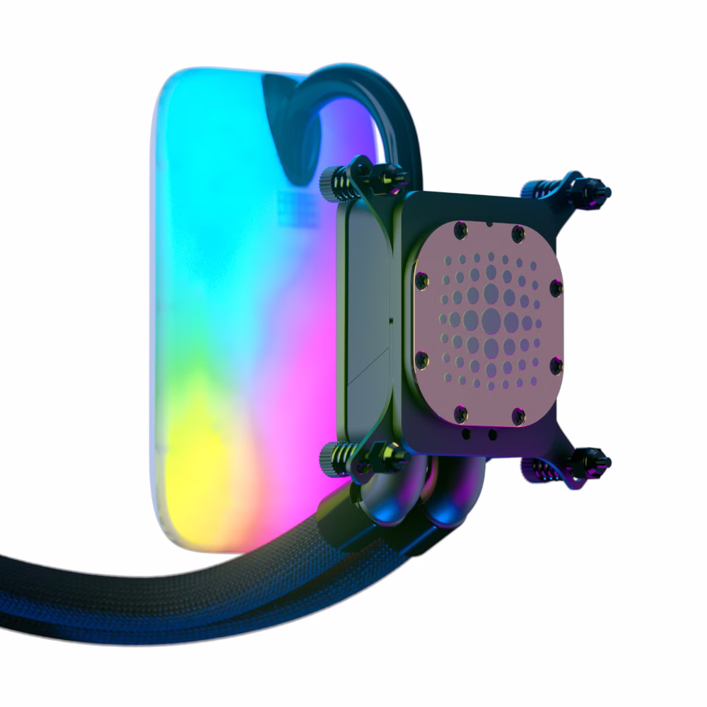 HYTE THICC Q60 240mm IPS Display AIO CPU Liquid Cooler, White | FAN-HYTE-Q60-BW thumbnail 6