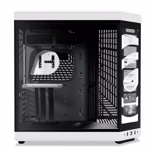 Hyte Y70 Touch Modern Aesthetic Dual Chamber Mid-Tower ATX Case, 4 Slot Vertical Graphics, 9x Fans Supports, 11x Expansion Slots, Motherboard Supports Upto EATX, 14.1??? (4K) Capacitive Touchscreen, 16x Riser Cable, White&Black | CS-HYTE-Y70-BW-L image