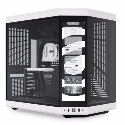 Hyte Y70 Touch Modern Aesthetic Dual Chamber Mid-Tower ATX Case, 4 Slot Vertical Graphics, 9x Fans Supports, 11x Expansion Slots, Motherboard Supports Upto EATX, 14.1??? (4K) Capacitive Touchscreen, 16x Riser Cable, White&Black | CS-HYTE-Y70-BW-L thumbnail 4
