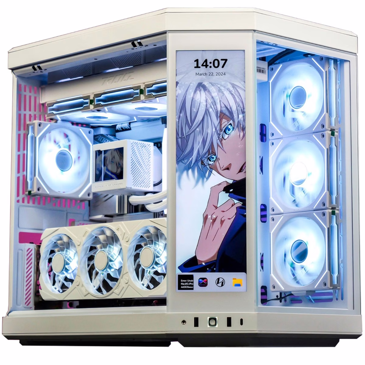 Nanotech Hyte Y70 Touch White Gaming PC: Core i9 14900KS, RTX 4090 24GB GDDR6X White OC, 64GB (2x32GB) DDR5 DRAM 6400MT/s, 4TB PCIe NVMe, AIO CPU Liquid Cooler, 1650W GF3 Gold, WiFi+BT, 1 Year Warranty thumbnail 5
