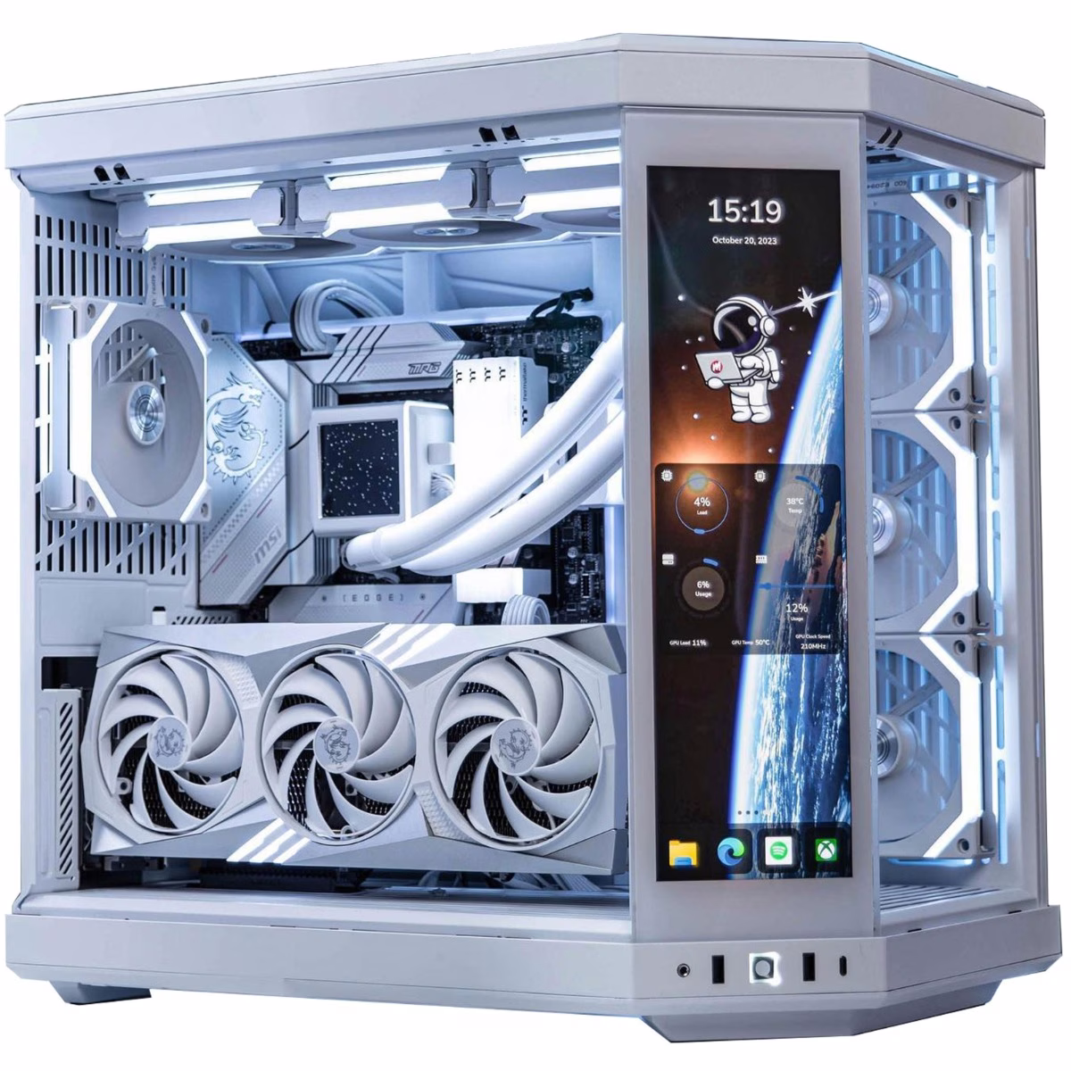 Nanotech Hyte Y70 Touch White Gaming PC: Core i9 14900KS, RTX 4090 24GB GDDR6X White OC, 64GB (2x32GB) DDR5 DRAM 6400MT/s, 4TB PCIe NVMe, AIO CPU Liquid Cooler, 1650W GF3 Gold, WiFi+BT, 1 Year Warranty thumbnail 3