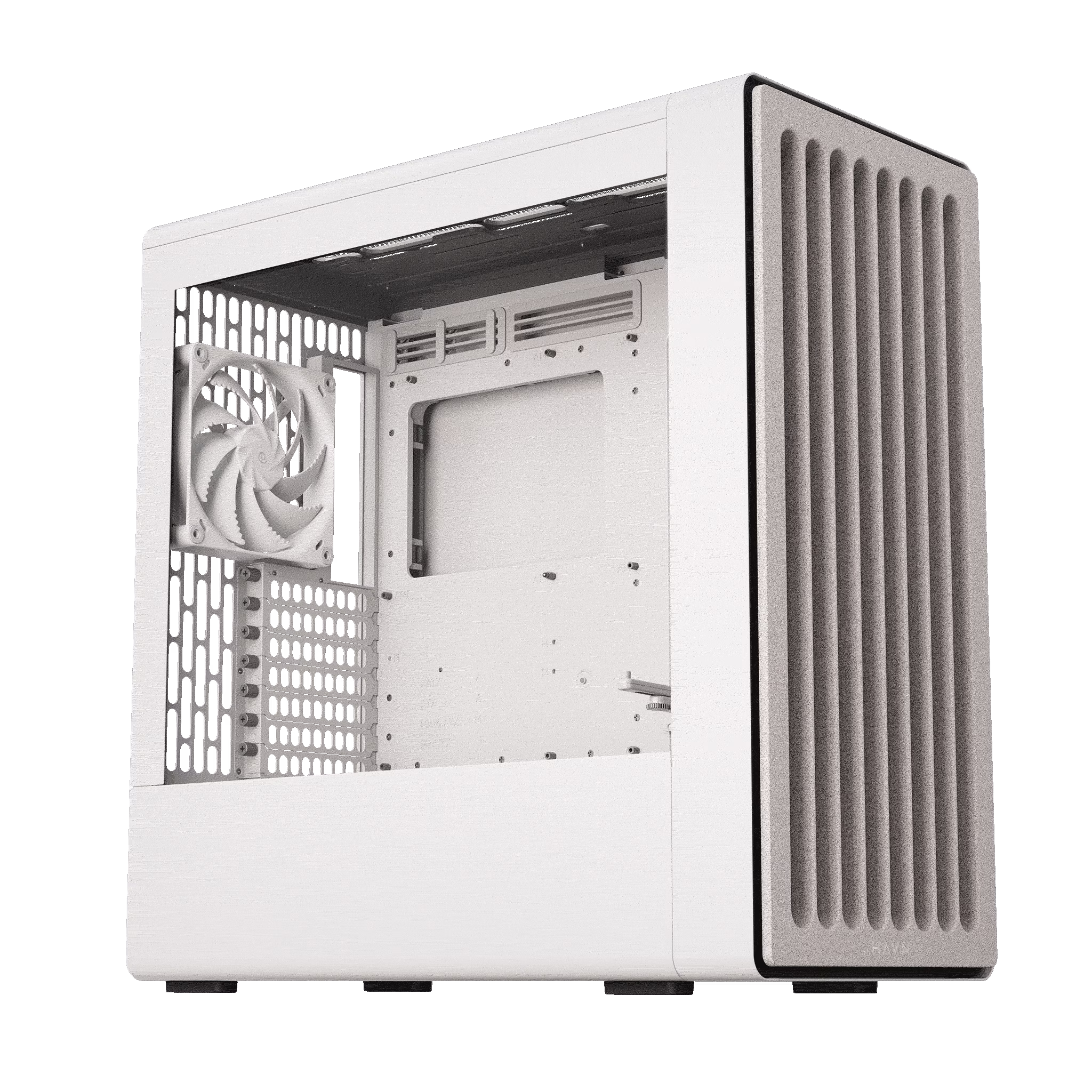 HAVN BF 360 Flow White Mid-Tower Computer Case, Dual 180mm FDB Fans, GPU Air Guide Ramp, E-ATX Support, 360mm AIO Support – Buy Online