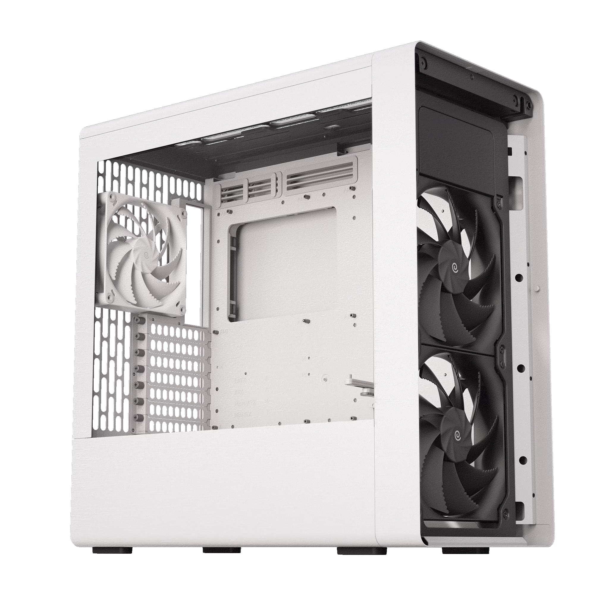 HAVN BF 360 Flow White Mid-Tower Computer Case, Dual 180mm FDB Fans, GPU Air Guide Ramp, E-ATX Support, 360mm AIO Support thumbnail 2