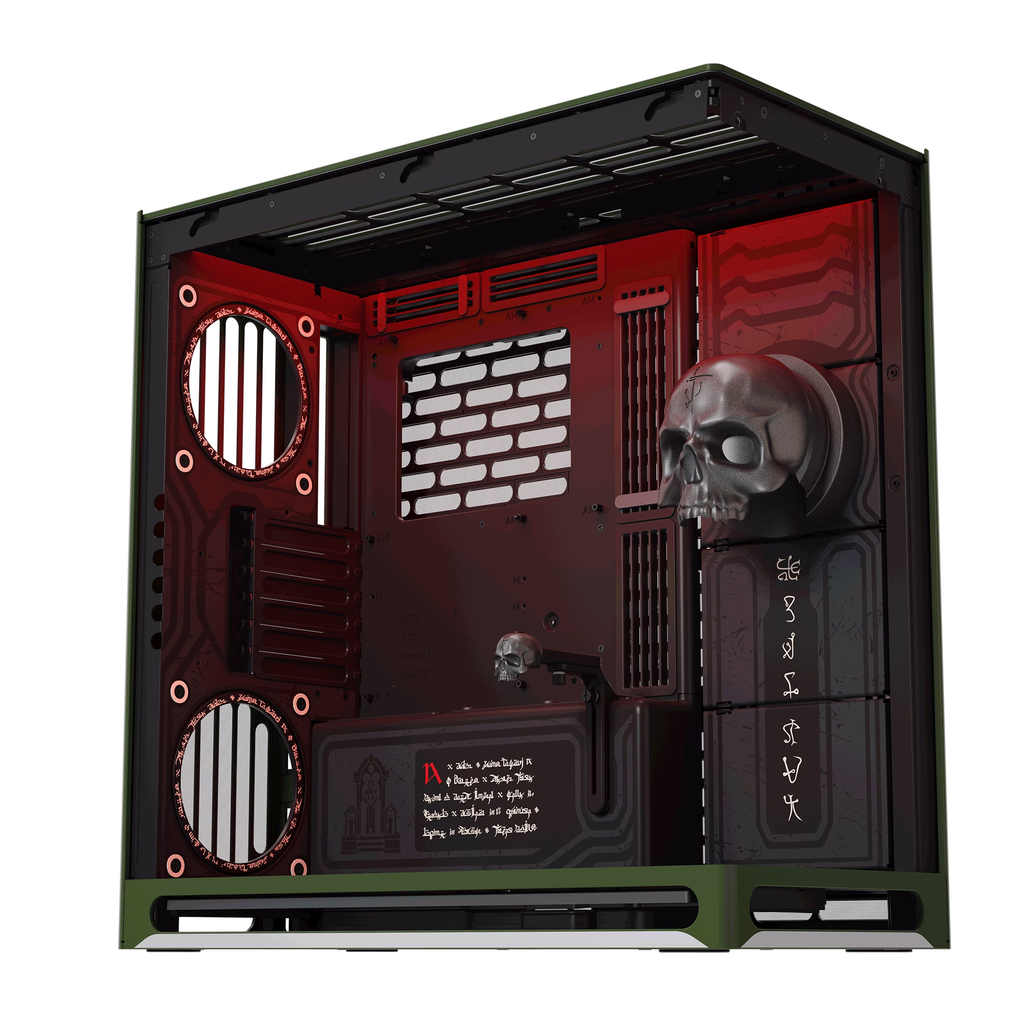 HAVN HS 420 DOOM: The Dark Ages Limited Edition Mid-tower PC Case, Dual Chamber Hybrid Structure, 420mm AIO Support, Exclusive Slayer Art & Magnetic Skull, RGB Light Strip thumbnail 2