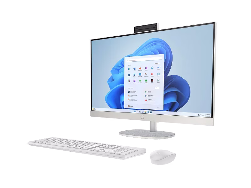 HP 27 inch White All-in-One 27-cr0156nh PC, Intel Core i7-1355U 13th Gen (up to 5.0 GHz), Intel Iris X Graphics, 8 GB DDR4-3200 MT/s (1 x 8 GB), 512 GB PCIe NVMe, Wi-Fi 6, BT 5.3, Shell white | A9VA3EA image