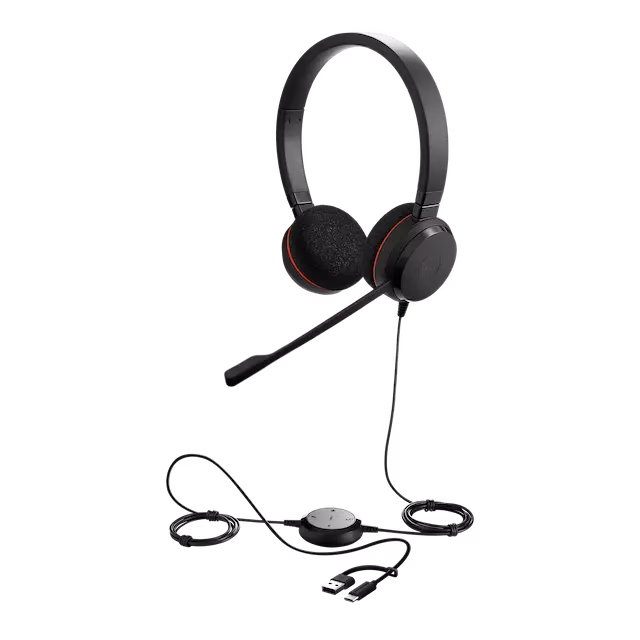 Jabra Evolve 20 USB-C/A MS Stereo Professional Headset, Call control unit for managing calls easily, Flexible connectivity via USBC/A | 4999-823-169 thumbnail 2