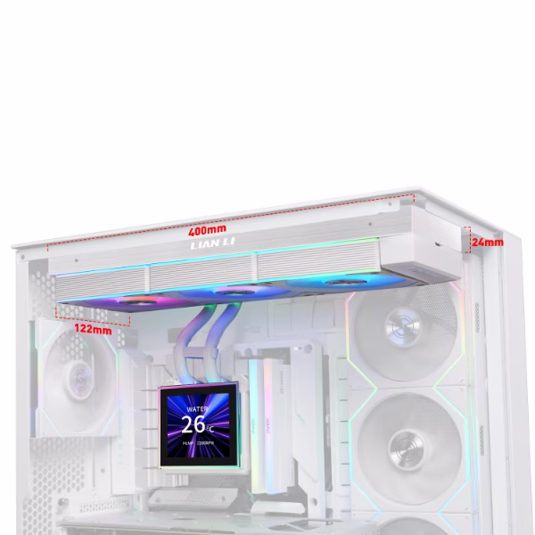 Lian Li HydroShift II LCD-S 360CL White AIO Liquid Cooler, 3.4" IPS LCD, Wireless Aesthetic, 3200 RPM Pump | G89.GHS2LCDS36CW.00 thumbnail 3