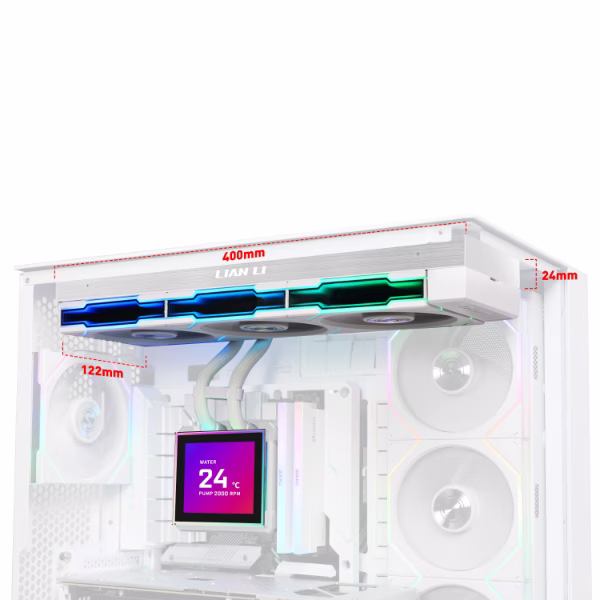 Lian Li HydroShift II LCD-S 360TL White AIO Liquid Cooler, 3.4" IPS LCD, Wireless Aesthetic, 3200 RPM Pump | G89.GHS2LCDS36TW.00 thumbnail 3