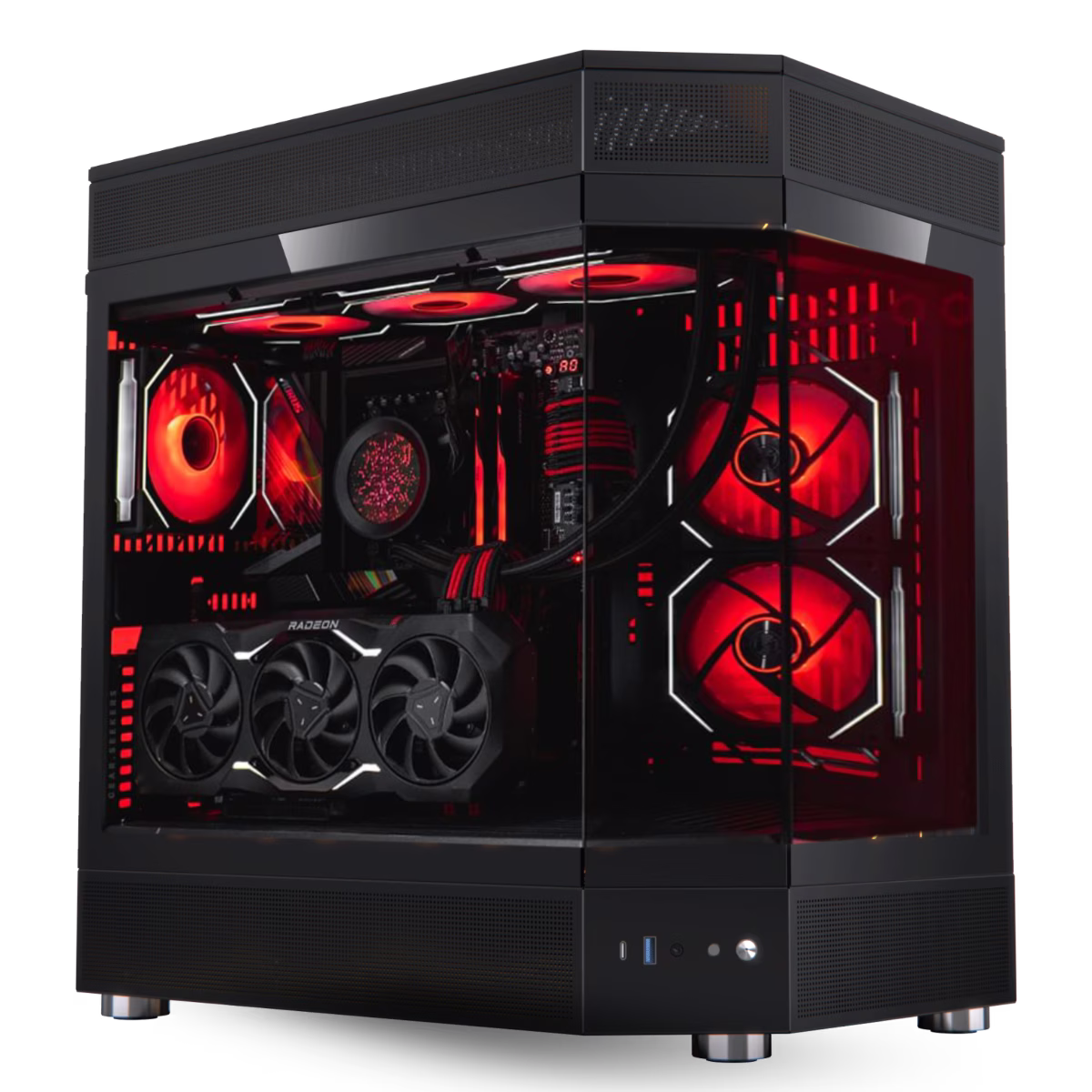 High-End Gaming PC - AMD Ryzen 7 7800X3D 8 Cores 16 Threads, NVIDIA RTX 4070 Ti SUPER 12GB ASUS , 64GB DDR5 RAM 6000MHz Kingston, 2TB SSD Gen 4 Samsung, 850W Gold Rated PSU ASUS, 360mm Liquid Cooler NZXT, Wi-Fi + BT  B650E-E  Rendering PC image