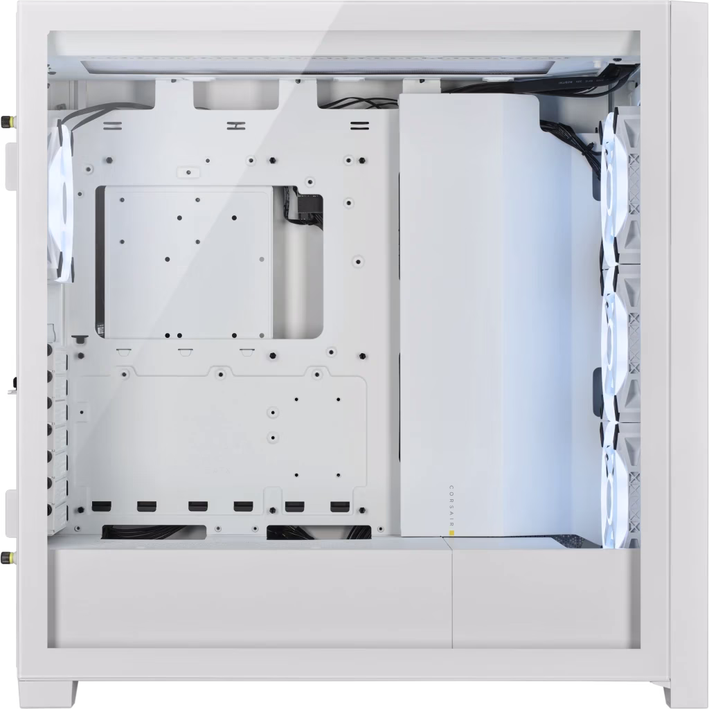 Corsair iCUE 5000X RGB QL Edition Mid-Tower ATX Case, White, Tempered Glass, Pre Fitted QL120 RGB fans and an iCUE Lighting NodeCORE, 9x Expansion Slots | CC-9011233-WW thumbnail 2